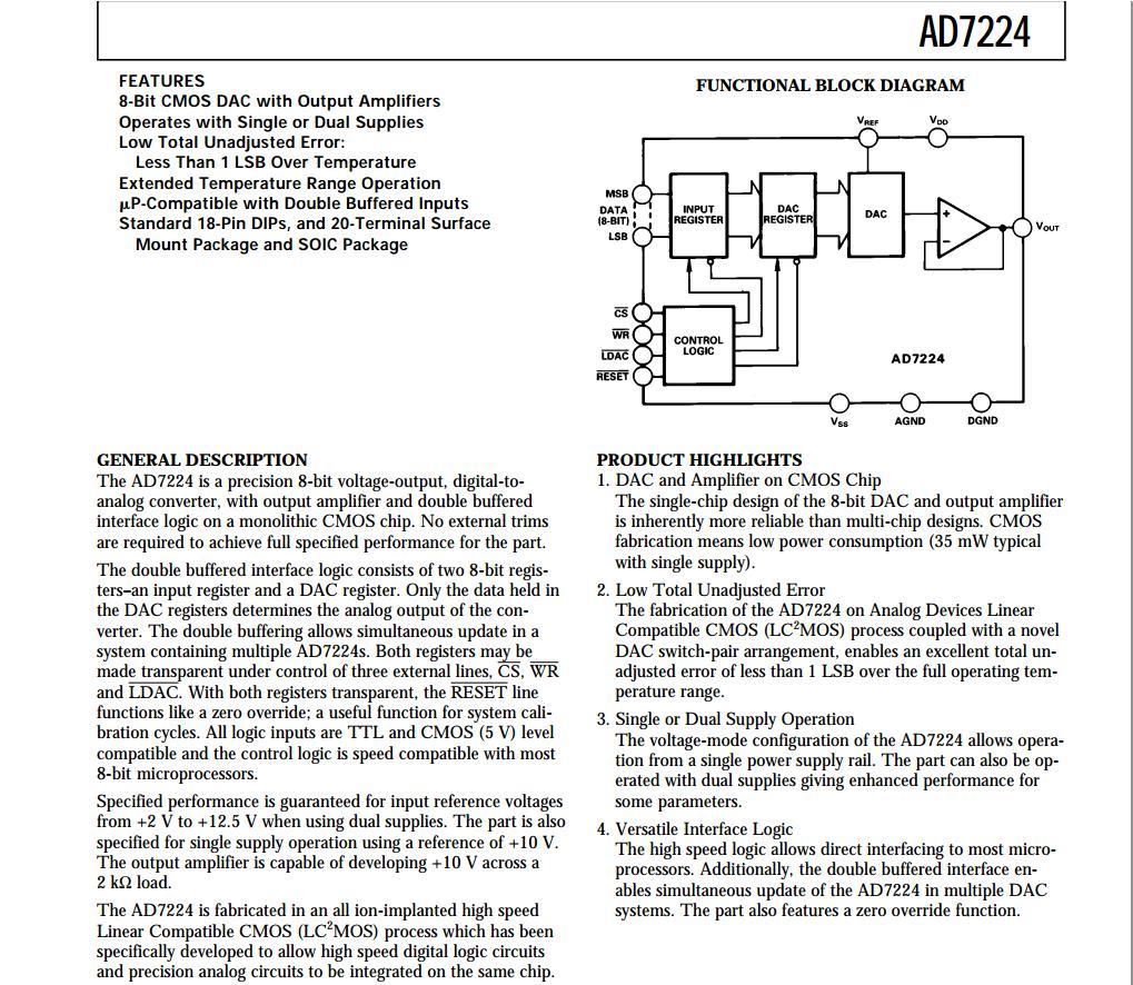 AD7228KNZ Analog Devices Inc. | Circuiti integrati (CI AD7228KNZ Analog Devices Inc. | Circuiti integrati (CI