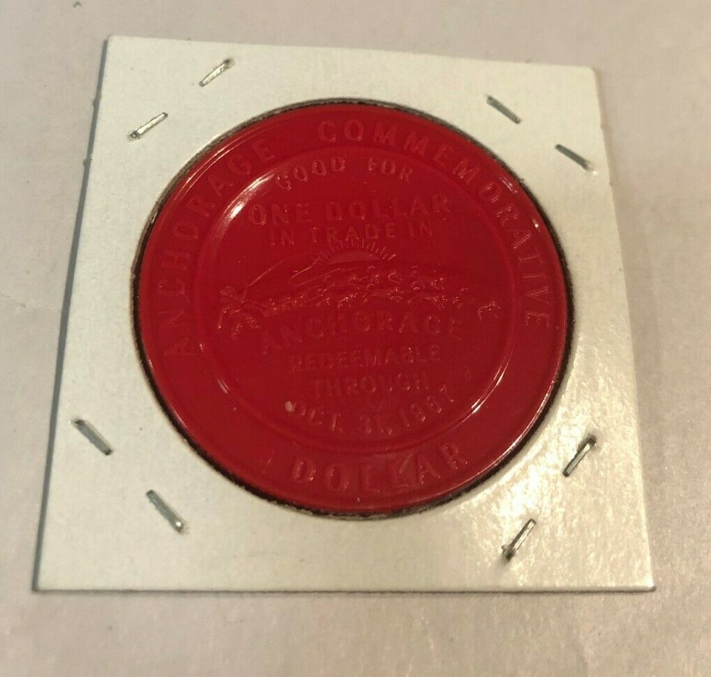 1967 Anchorage Alaska Trade Token Coin Commemorative Dollar Red