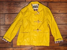 Gloverall Womens Yellow Rain Jacket Waterproof Lightweight W/ Plaid Lining Sz 10