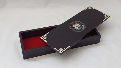Korean Traditional Najeon Lacquer Jewelry Box Pencil Case Plum - Picture 6 of 10