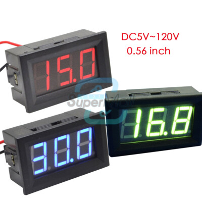 DC5V~120V 0.56'' 2 Wire Voltmeter LED Digital Volt Voltage Meter For Electric Car