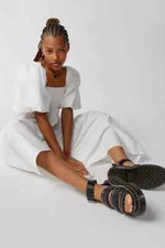 Kimchi Blue Shara Puff Sleeve Midi Dress Urban Outfitters White Square Neck NT M