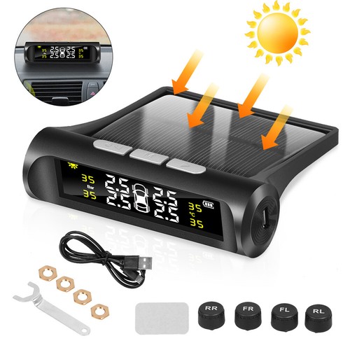 Wireless Car RV Solar TPMS LCD Tire Pressure Monitoring System+4 External Sensor - Picture 2 of 17
