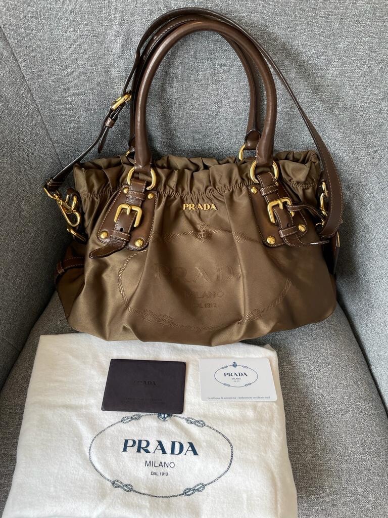 Prada BR4259 Nylon Jacquard Handbag Shoulder Bag Colour Rovere