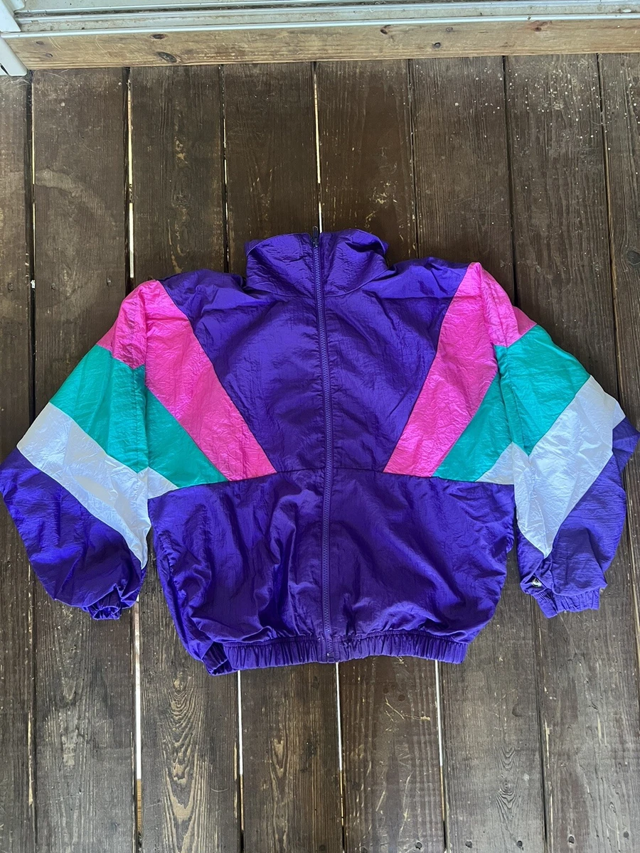 Vintage 70s Windbreaker Jacket Chain Stitch Parkettes Size Small