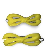 Vintage Goody Neon Yellow Bow Barrettes Hair Clips USA Y2K 80s Lot Of 2
