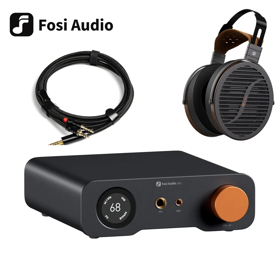 Amplificador de auriculares Fosi Audio ZH3 DAC, más auriculares i5, 1 cable de 4,4 mm estándar gratuito