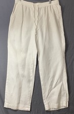 Talbots Linen Pants White Pull On Draw String Women's Size 8