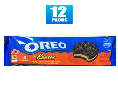 NEW! 12x Packs OREO REESE'S Peanut Butter Chocolate Sandwich Cookies - 2.04oz