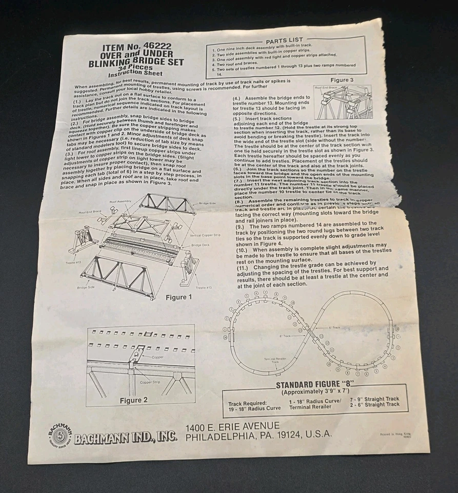 VTG Bachmann HO Scale Over Under Blinking Bridge 46222 Complete 34 Pieces - Image 4 of 4