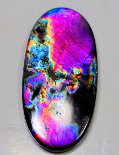 93 Ct 5X23X48 mm Natural Purple Fire Labradorite Oval Cabochon Gemstone SH-56