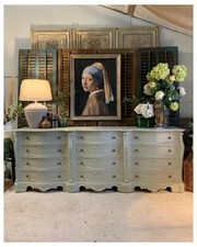 Ornate French Style Triple Chest of Drawers  in French gray  By Farrow & Ball