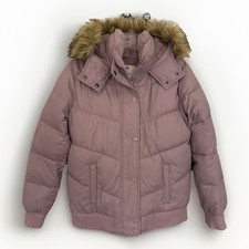 Abercrombie Kids Ultra Puffer Jacket Girls 15/16 Faux Fur Lining Purple Coat