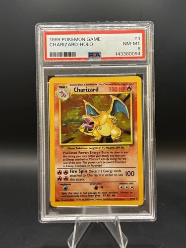 1999 POKEMON BASE SET UNLIMITED #4 CHARIZARD-HOLO PSA 8 VERY CLEAN