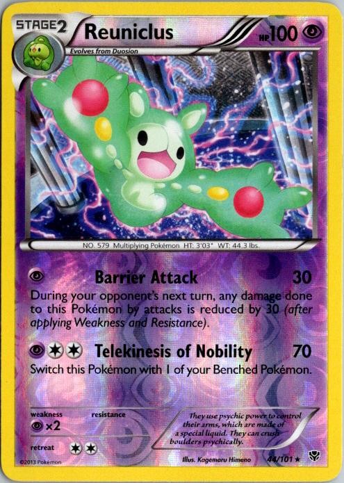 REUNICLUS 44/101 RARE PLASMA BLAST POKEMON REVERSE HOLO LP