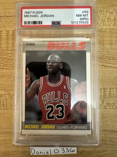 FLEER 1987-88 Michael Jordan #59 Chicago Bulls Basketball PSA 8 PD NM-MT