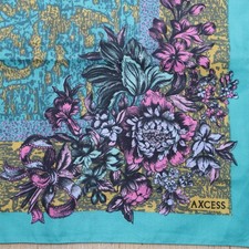 Axcess Women  s Scarf Peonies Floral Teal Green Fushia Gold