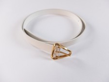 BOTTEGA VENETA Grasp white gold triangle leather belt Size 85 32 34 inch waist 