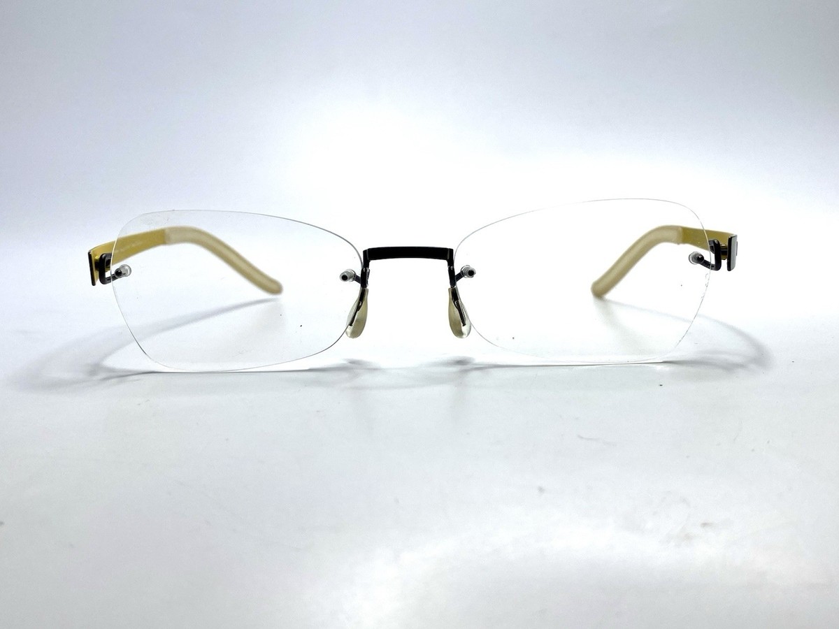 kalasanです。 Kazou Kawasaki Black Yellow Cat Eye Rimless Glasses Japan Titan MP