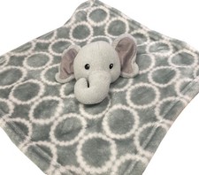 HB Hudson Baby Soft Plush Elephant Security Blanket Gray Circles Lovey BabyCore