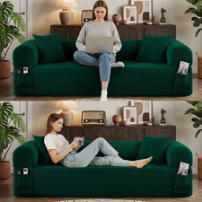 82.5" Convertible Sofa Bed,Corduroy Cloud Floor Boneless Couch with Side Pockets