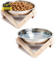 Elevated Cat Bowls for Food and Water, 2Pcs Raised Cat Food Bowls with Stand, 15