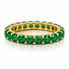 3mm Round Emerald Full Eternity Band Ring In 925 Sterling Silver