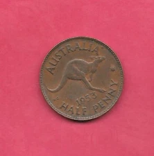AUSTRALIA KM49 1953-P 1/2 PENNY XF EXTRA FINE NICE OLD VINTAGE BRONZE COIN