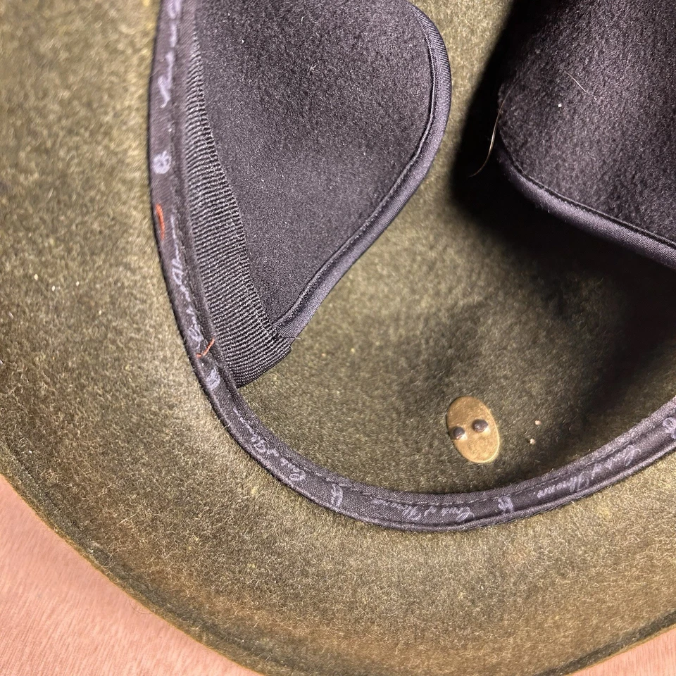 Conte of Florence Wool Fedora Wide Brim Hat 58 Green Mens Outdoors Italy - Image 3 of 4