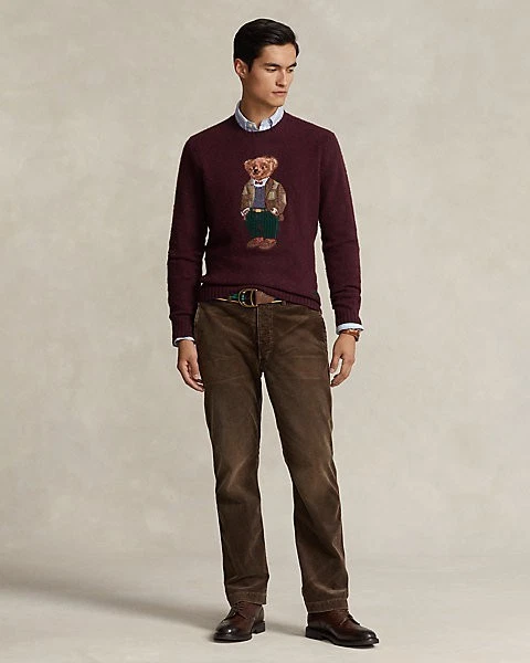 Polo Ralph Lauren Wool Cashmere Knitted Bear Sweater Burgundy Jumper Size L £549 - Image 4 of 4