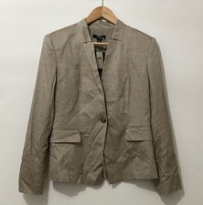 Ann Taylor One Button Silk Wool Upcollar Blazer in Soft Beige NWT 198