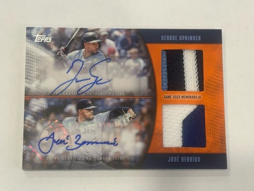2025 Topps George Springer Jose Berrios Orange Dual Auto Relic Blue Jays /25 SP - Picture 1 of 10