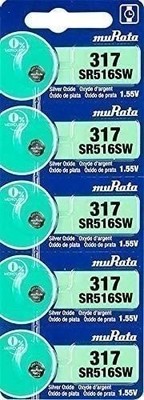 Murata 317 SR516SW Battery 1.55V Silver Oxide Watch Button Cell - Replaces...