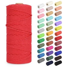 Red Natural Cotton Macrame Rope 2mm x 220 Yards 2 Strands Twisted Craft Cord