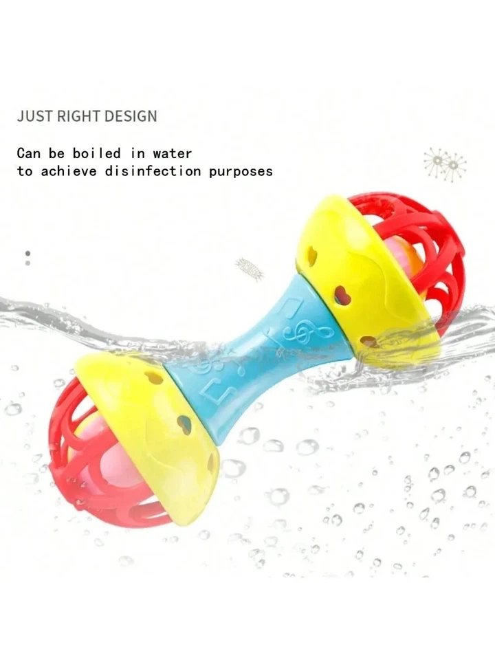 Sonajeros de mano de doble cabeza calmantes agarre de mano juguetes para mordisquear bebé* Foto 3 de 4