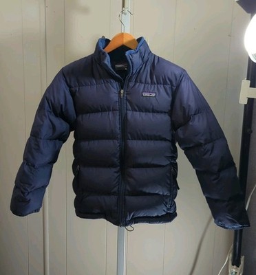 VTG Patagonia Down Puffer Jacket Navy L Kid Or Small Person Thick Winter Coat 