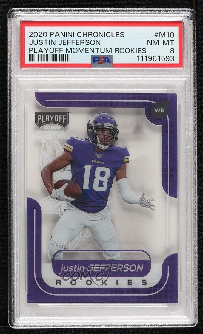 2020 Panini Chronicles Playoff Momentum Rookies Justin Jefferson #M-10 PSA 8 RC