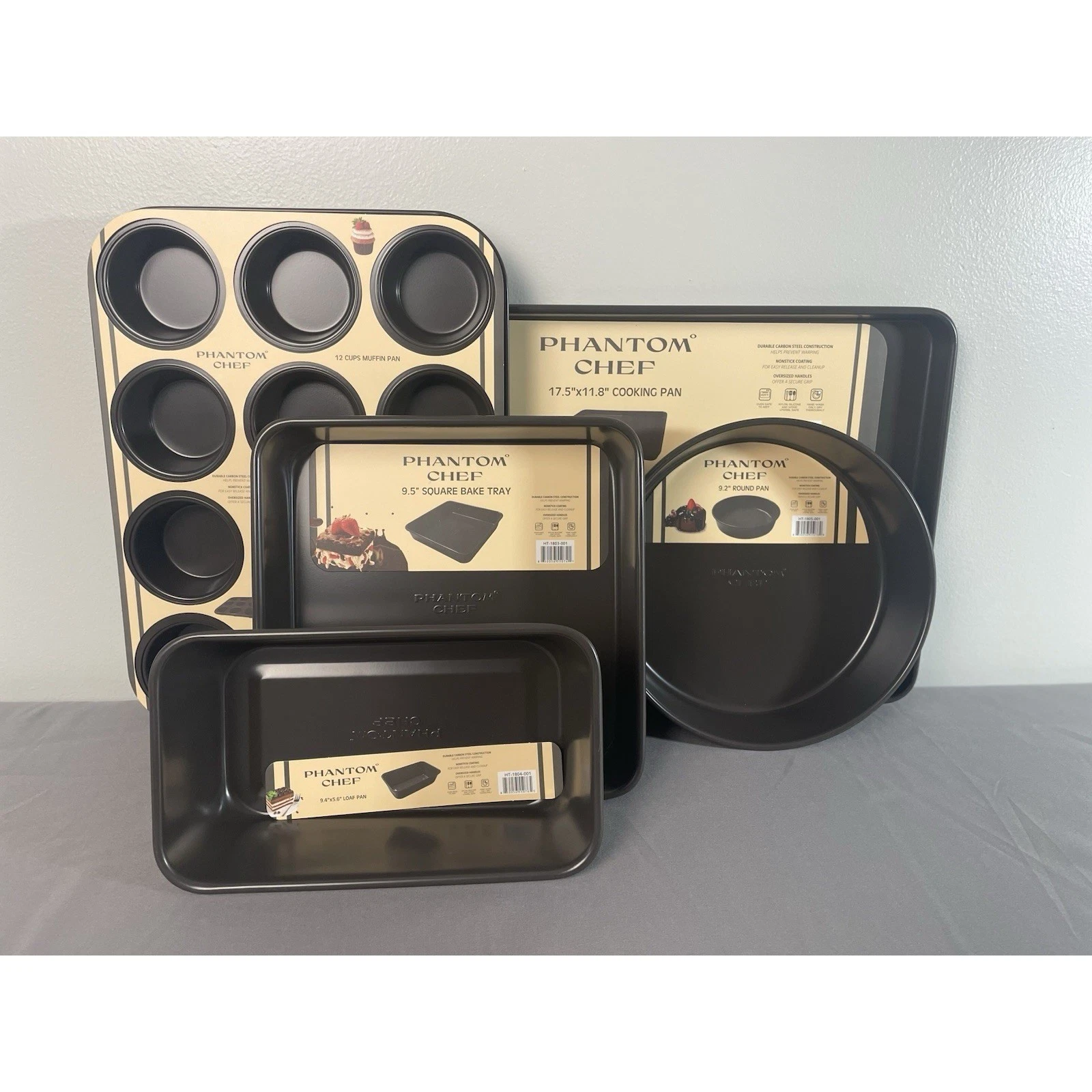 Nonstick 5-Piece Bakeware Set: Muffin, Round, Square, Loaf & Tray Pans
Opens in a new window or tab