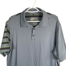 Nike Golf Mens Tour Premium Golf Polo Shirt XL Gray Striped Sleeve Stretch read