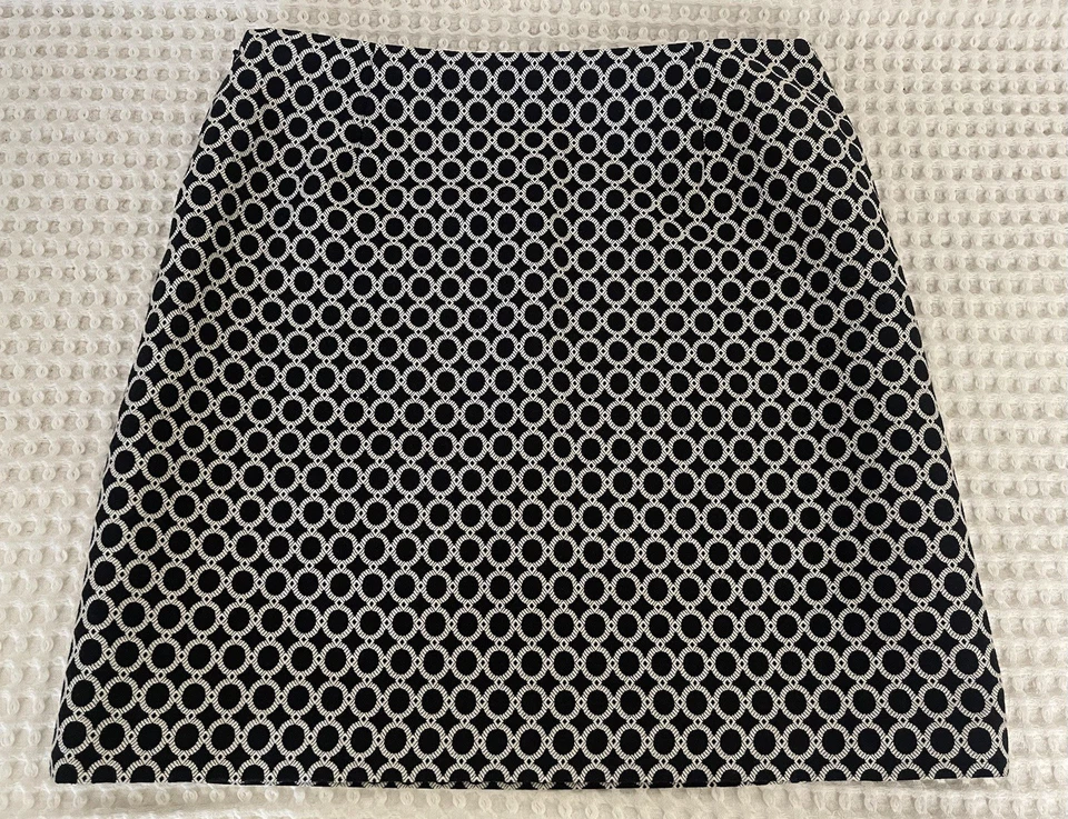 Falda lápiz INC International Concepts 6 negra blanca geométrica cremallera lateral nueva sin etiquetas Foto 3 de 4