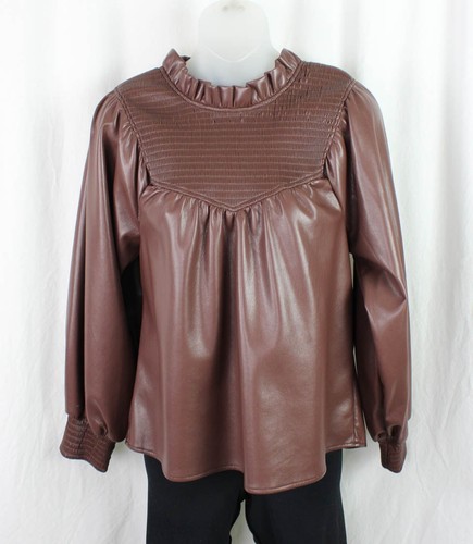 Melissa Nepton NWT Women's Brown Faux Leather Top Size S