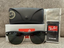 New Ray-Ban RB4175 877 Clubmaster Oversized Matte Black /Green G-15 Sunglasses
