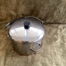 Rare 6-Quart Revere Ware 1801 Pot Side & Top Bail Handle Riverside Cal W/Lid