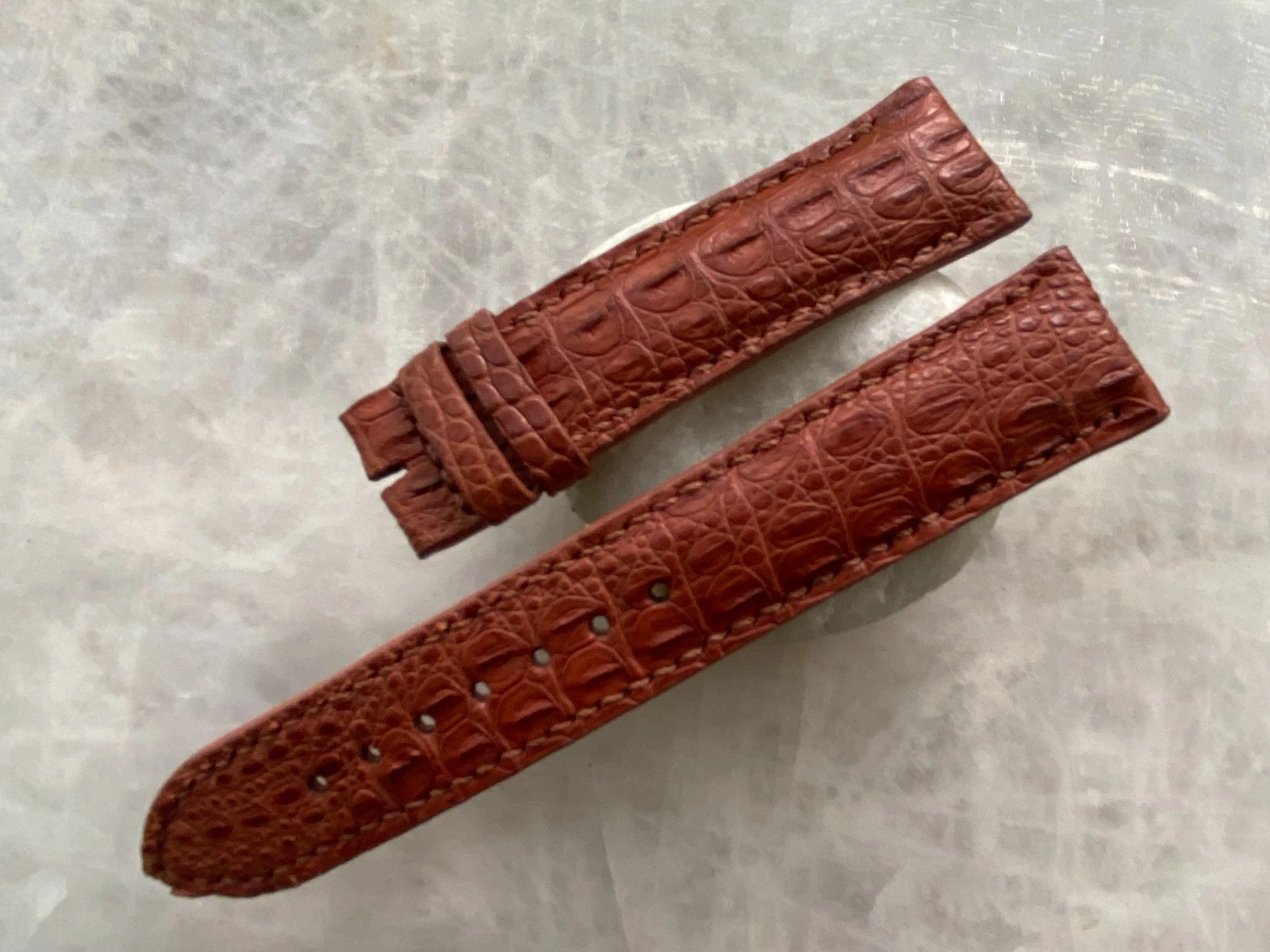 20mm/18mm Red Brown Alligator Crocodile Print Leather Watch Strap Band