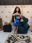 Vintage Barbie Outfit - Tagged Dress, Gold Pumps, Handbag & Necklace + Hanger