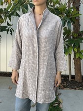 Vintage Marla Wyne L Open Front Cardigan Layers Womens Gray Tan