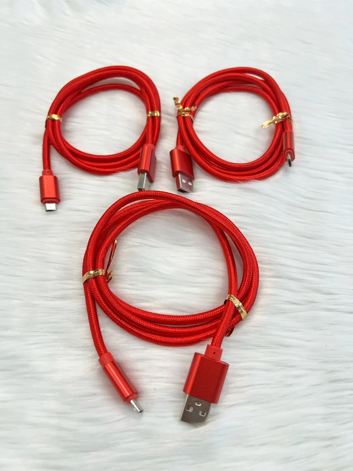 3 Pack Micro USB Fast Charger Data Sync Fabric Cable Cord For Samsung Android LG - Image 3 of 4