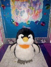   Ganz /Webkinz "Penguin" Black White HM132 Vinyl Beige Feet 10" Plush No Code.
