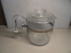 Vintage Pyrex Flameware 6 Cup Glass Coffee Percolator 7756 B Pot & Lid Only