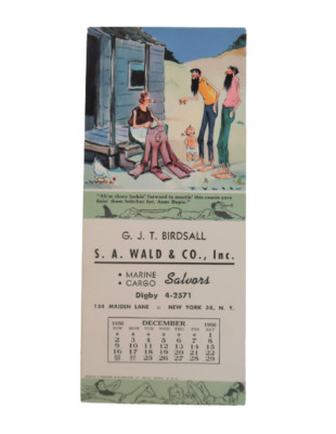 Vtg Advertising Calendar Card December '56 Brown Bigelow Hillbilly Ephemera HTF
